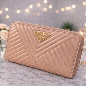 PRADA Calfskin Diagramme Zip Around Wallet